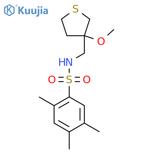 N-(3-methoxythiolan-3-yl)methyl-2,4,5-trimethylbenzene-1-sulfonamide structure