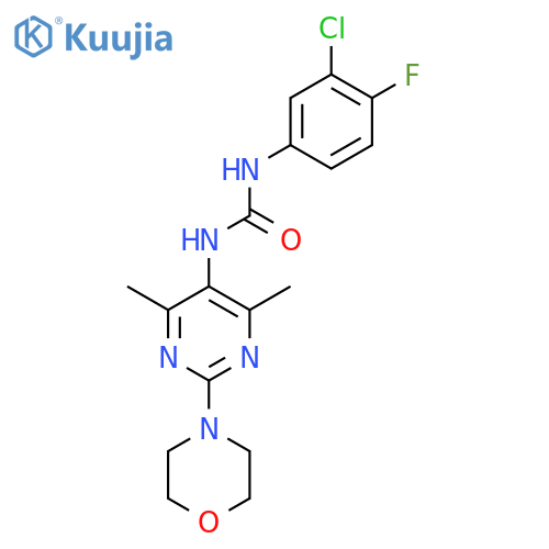 1-(3-chloro-4-fluorophenyl)-3-4,6-dimethyl-2-(morpholin-4-yl)pyrimidin-5-ylurea structure