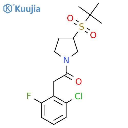 2-(2-chloro-6-fluorophenyl)-1-[3-(2-methylpropane-2-sulfonyl)pyrrolidin-1-yl]ethan-1-one structure