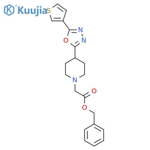 benzyl 2-{4-5-(thiophen-3-yl)-1,3,4-oxadiazol-2-ylpiperidin-1-yl}acetate structure