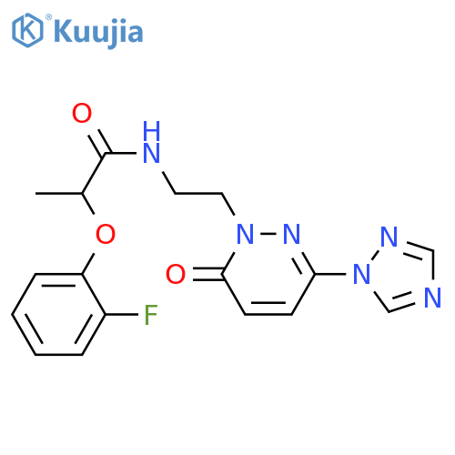2-(2-fluorophenoxy)-N-{2-6-oxo-3-(1H-1,2,4-triazol-1-yl)-1,6-dihydropyridazin-1-ylethyl}propanamide structure