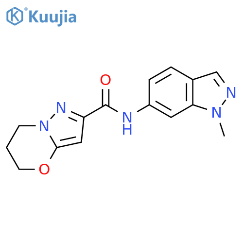 N-(1-methyl-1H-indazol-6-yl)-5H,6H,7H-pyrazolo3,2-b1,3oxazine-2-carboxamide structure