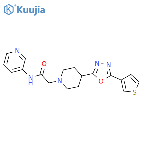 N-(pyridin-3-yl)-2-{4-[5-(thiophen-3-yl)-1,3,4-oxadiazol-2-yl]piperidin-1-yl}acetamide structure