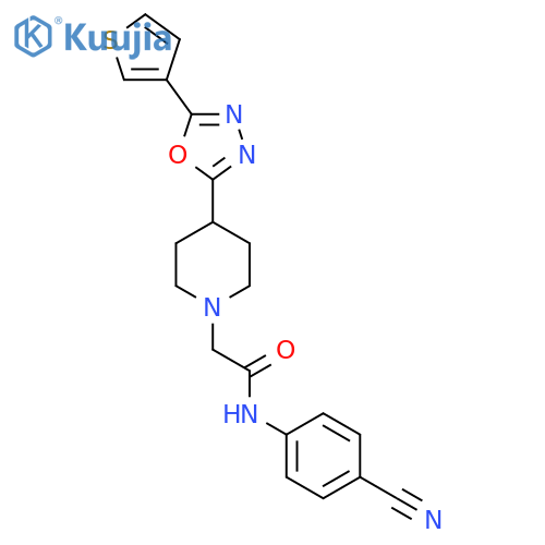 N-(4-cyanophenyl)-2-{4-5-(thiophen-3-yl)-1,3,4-oxadiazol-2-ylpiperidin-1-yl}acetamide structure