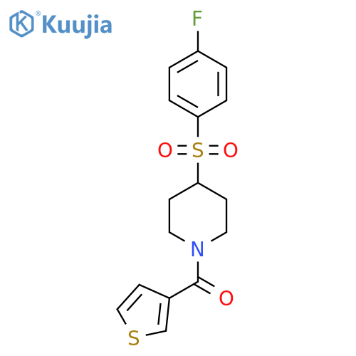 4-(4-fluorobenzenesulfonyl)-1-(thiophene-3-carbonyl)piperidine structure