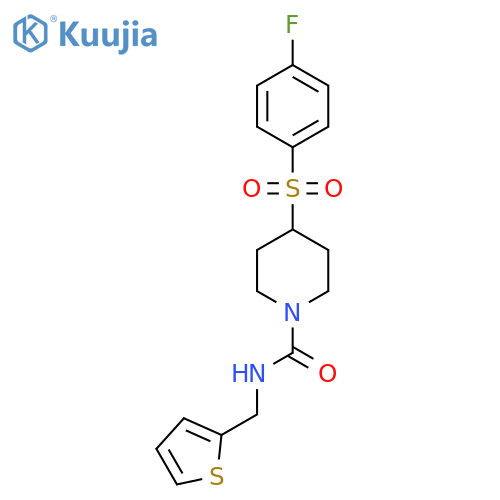 4-(4-fluorobenzenesulfonyl)-N-(thiophen-2-yl)methylpiperidine-1-carboxamide structure