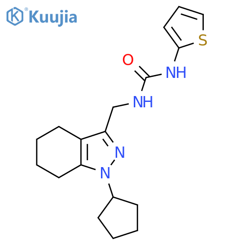 3-(1-cyclopentyl-4,5,6,7-tetrahydro-1H-indazol-3-yl)methyl-1-(thiophen-2-yl)urea structure