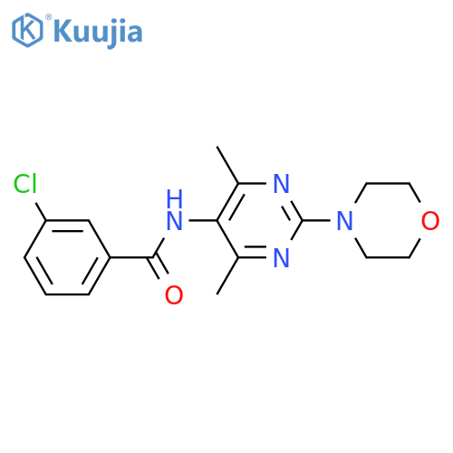 3-chloro-N-[4,6-dimethyl-2-(morpholin-4-yl)pyrimidin-5-yl]benzamide structure