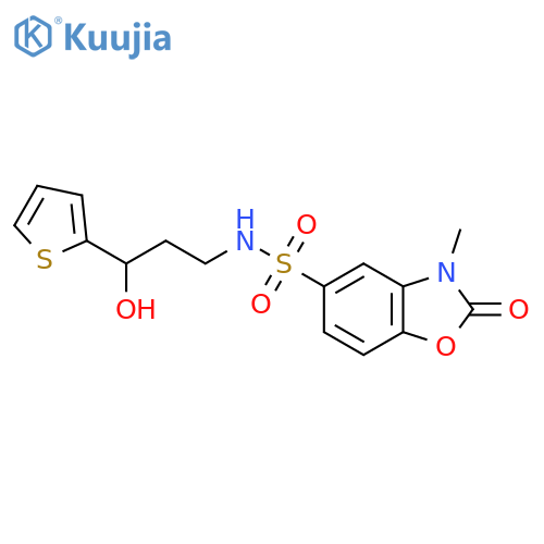 N-3-hydroxy-3-(thiophen-2-yl)propyl-3-methyl-2-oxo-2,3-dihydro-1,3-benzoxazole-5-sulfonamide structure