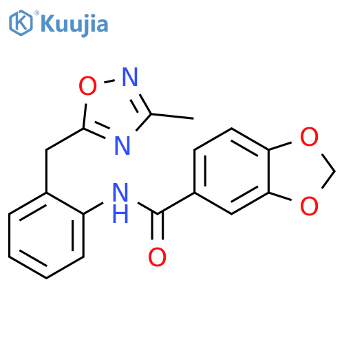 N-{2-[(3-methyl-1,2,4-oxadiazol-5-yl)methyl]phenyl}-2H-1,3-benzodioxole-5-carboxamide structure