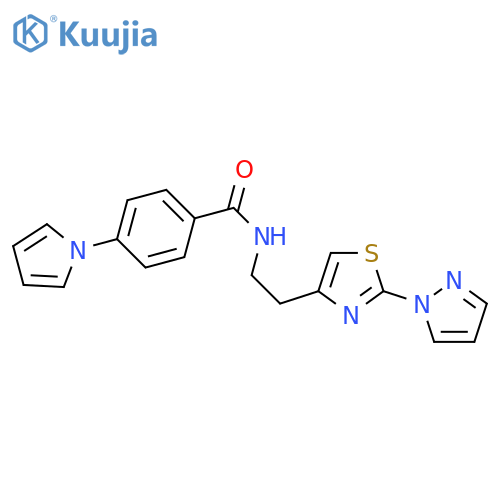 N-{2-[2-(1H-pyrazol-1-yl)-1,3-thiazol-4-yl]ethyl}-4-(1H-pyrrol-1-yl)benzamide structure