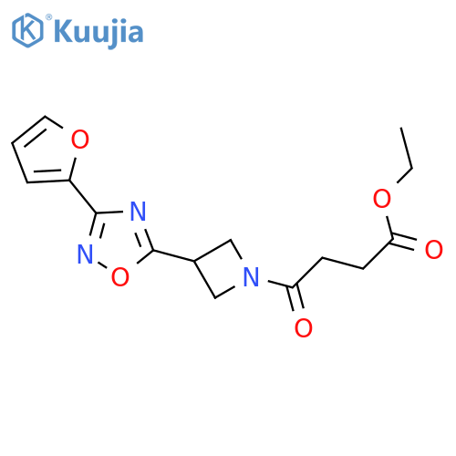 ethyl 4-{3-3-(furan-2-yl)-1,2,4-oxadiazol-5-ylazetidin-1-yl}-4-oxobutanoate structure