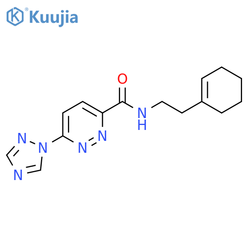 N-2-(cyclohex-1-en-1-yl)ethyl-6-(1H-1,2,4-triazol-1-yl)pyridazine-3-carboxamide structure