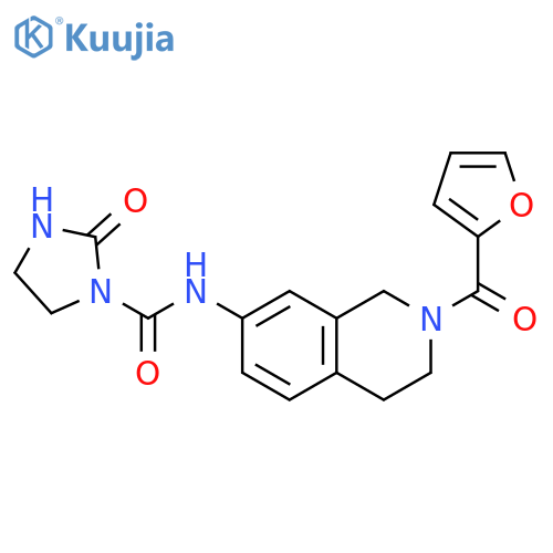 N-2-(furan-2-carbonyl)-1,2,3,4-tetrahydroisoquinolin-7-yl-2-oxoimidazolidine-1-carboxamide structure
