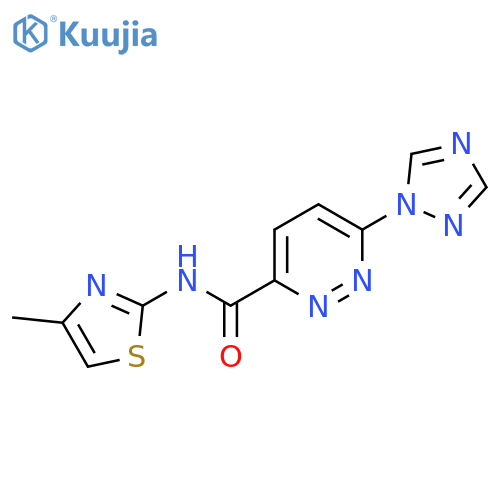 N-(4-methyl-1,3-thiazol-2-yl)-6-(1H-1,2,4-triazol-1-yl)pyridazine-3-carboxamide structure