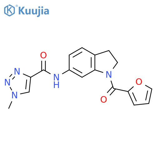 N-1-(furan-2-carbonyl)-2,3-dihydro-1H-indol-6-yl-1-methyl-1H-1,2,3-triazole-4-carboxamide structure