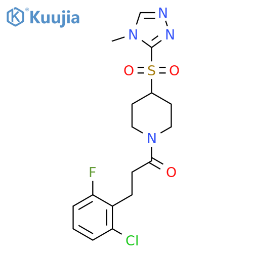 3-(2-chloro-6-fluorophenyl)-1-{4-(4-methyl-4H-1,2,4-triazol-3-yl)sulfonylpiperidin-1-yl}propan-1-one structure