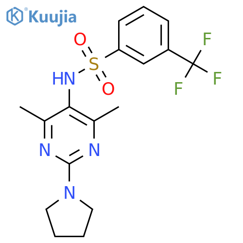 N-4,6-dimethyl-2-(pyrrolidin-1-yl)pyrimidin-5-yl-3-(trifluoromethyl)benzene-1-sulfonamide structure