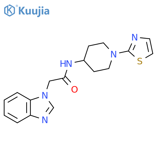 2-(1H-benzo[d]imidazol-1-yl)-N-(1-(thiazol-2-yl)piperidin-4-yl)acetamide structure