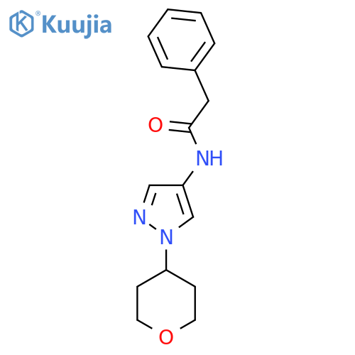 2-phenyl-N-(1-(tetrahydro-2H-pyran-4-yl)-1H-pyrazol-4-yl)acetamide structure