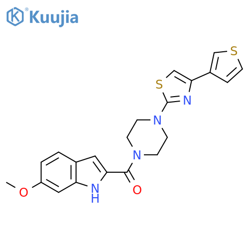 (6-methoxy-1H-indol-2-yl)(4-(4-(thiophen-3-yl)thiazol-2-yl)piperazin-1-yl)methanone structure