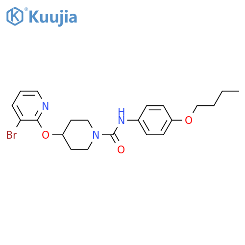 4-[(3-bromopyridin-2-yl)oxy]-N-(4-butoxyphenyl)piperidine-1-carboxamide structure