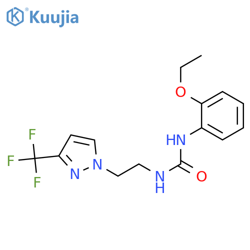 1-(2-ethoxyphenyl)-3-{2-3-(trifluoromethyl)-1H-pyrazol-1-ylethyl}urea structure