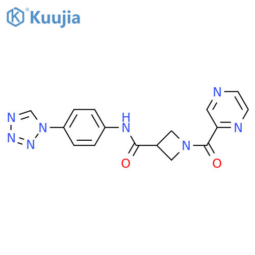 1-(pyrazine-2-carbonyl)-N-[4-(1H-1,2,3,4-tetrazol-1-yl)phenyl]azetidine-3-carboxamide structure
