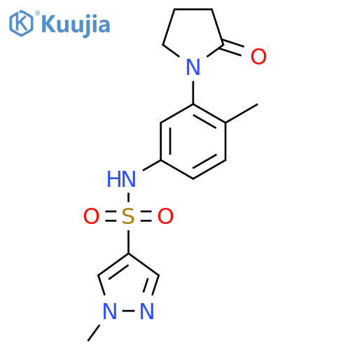 1-methyl-N-4-methyl-3-(2-oxopyrrolidin-1-yl)phenyl-1H-pyrazole-4-sulfonamide structure