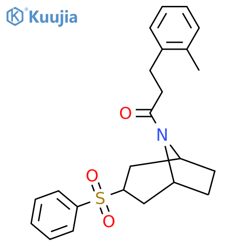 1-3-(benzenesulfonyl)-8-azabicyclo3.2.1octan-8-yl-3-(2-methylphenyl)propan-1-one structure