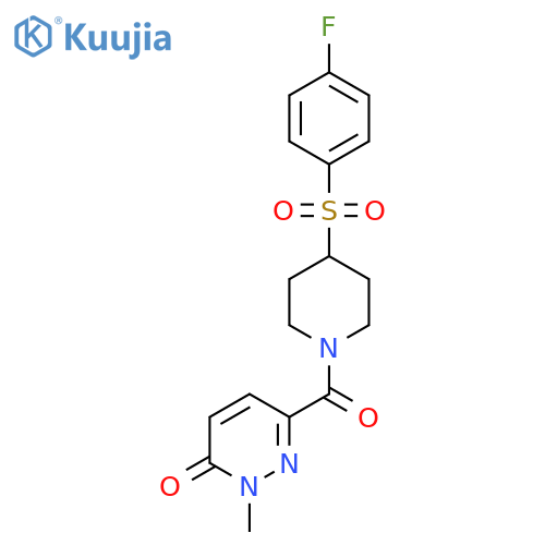 6-4-(4-fluorobenzenesulfonyl)piperidine-1-carbonyl-2-methyl-2,3-dihydropyridazin-3-one structure