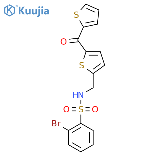 2-bromo-N-{5-(thiophene-2-carbonyl)thiophen-2-ylmethyl}benzene-1-sulfonamide structure