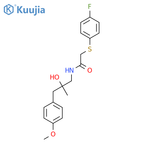 2-(4-fluorophenyl)sulfanyl-N-2-hydroxy-3-(4-methoxyphenyl)-2-methylpropylacetamide structure