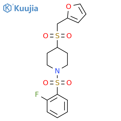 1-(2-fluorobenzenesulfonyl)-4-(furan-2-yl)methanesulfonylpiperidine structure