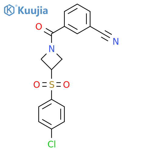 3-3-(4-chlorobenzenesulfonyl)azetidine-1-carbonylbenzonitrile structure