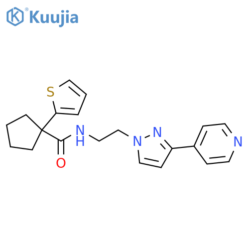 N-{2-3-(pyridin-4-yl)-1H-pyrazol-1-ylethyl}-1-(thiophen-2-yl)cyclopentane-1-carboxamide structure