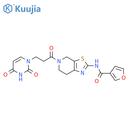 N-{5-3-(2,4-dioxo-1,2,3,4-tetrahydropyrimidin-1-yl)propanoyl-4H,5H,6H,7H-1,3thiazolo5,4-cpyridin-2-yl}furan-3-carboxamide structure