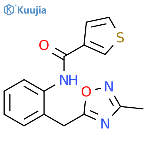 N-{2-[(3-methyl-1,2,4-oxadiazol-5-yl)methyl]phenyl}thiophene-3-carboxamide structure