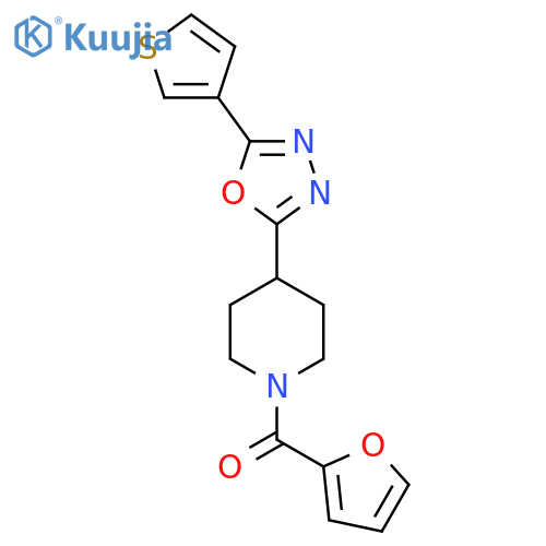 1-(furan-2-carbonyl)-4-5-(thiophen-3-yl)-1,3,4-oxadiazol-2-ylpiperidine structure