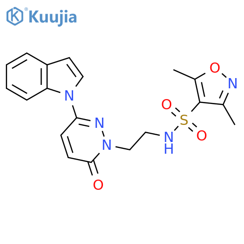 N-{2-3-(1H-indol-1-yl)-6-oxo-1,6-dihydropyridazin-1-ylethyl}-3,5-dimethyl-1,2-oxazole-4-sulfonamide structure
