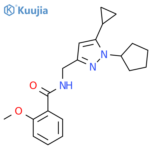 N-(1-cyclopentyl-5-cyclopropyl-1H-pyrazol-3-yl)methyl-2-methoxybenzamide structure