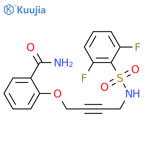 2-{4-(2,6-difluorobenzenesulfonamido)but-2-yn-1-yloxy}benzamide structure