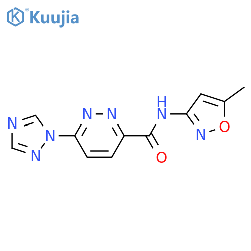 N-(5-methyl-1,2-oxazol-3-yl)-6-(1H-1,2,4-triazol-1-yl)pyridazine-3-carboxamide structure