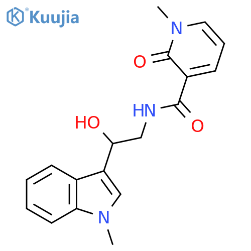N-2-hydroxy-2-(1-methyl-1H-indol-3-yl)ethyl-1-methyl-2-oxo-1,2-dihydropyridine-3-carboxamide structure
