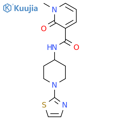 1-methyl-2-oxo-N-(1-(thiazol-2-yl)piperidin-4-yl)-1,2-dihydropyridine-3-carboxamide structure