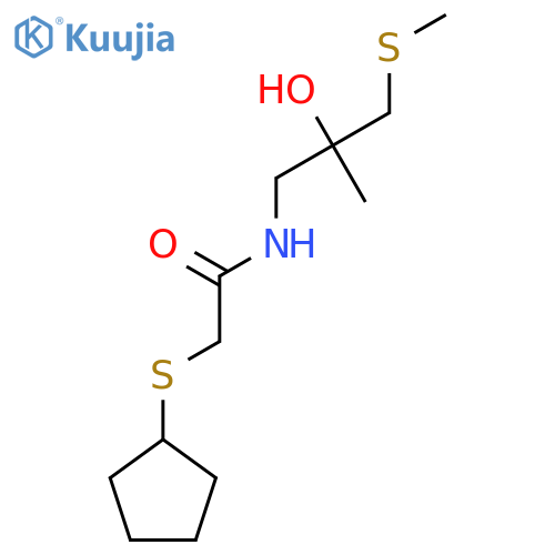 2-(cyclopentylsulfanyl)-N-[2-hydroxy-2-methyl-3-(methylsulfanyl)propyl]acetamide structure