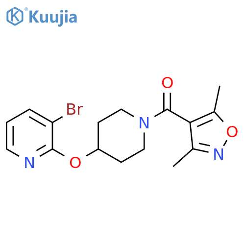 3-bromo-2-{[1-(3,5-dimethyl-1,2-oxazole-4-carbonyl)piperidin-4-yl]oxy}pyridine structure