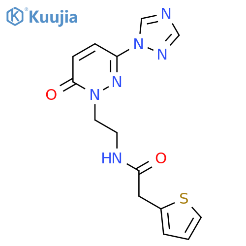 N-{2-[6-oxo-3-(1H-1,2,4-triazol-1-yl)-1,6-dihydropyridazin-1-yl]ethyl}-2-(thiophen-2-yl)acetamide structure
