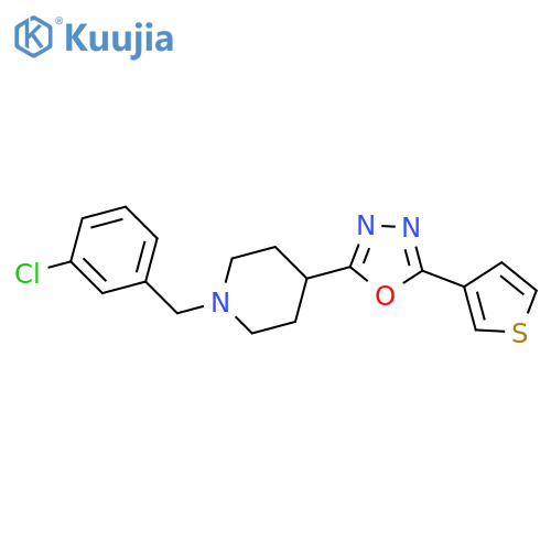 1-(3-chlorophenyl)methyl-4-5-(thiophen-3-yl)-1,3,4-oxadiazol-2-ylpiperidine structure