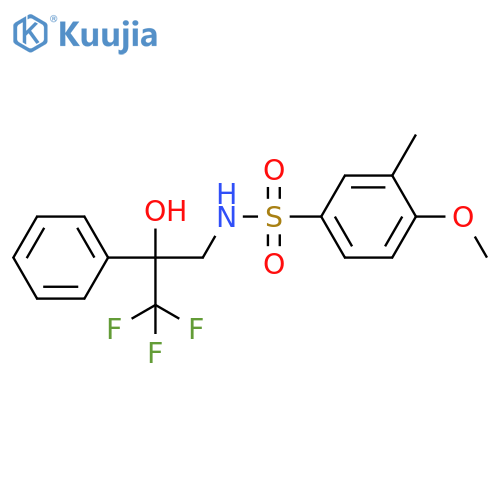 4-methoxy-3-methyl-N-(3,3,3-trifluoro-2-hydroxy-2-phenylpropyl)benzene-1-sulfonamide structure